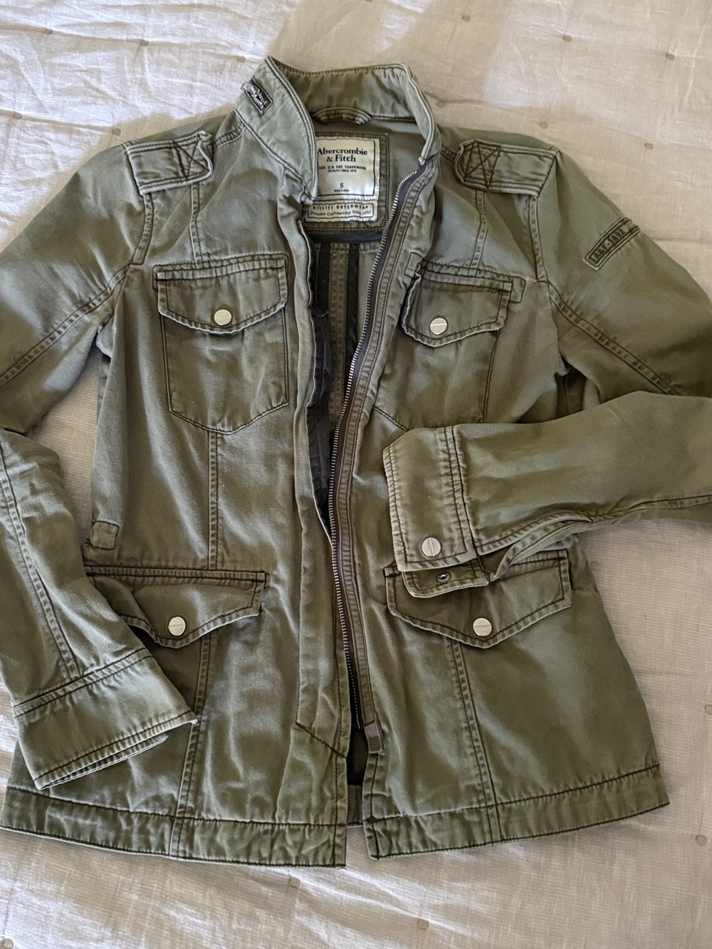 Abercrombie Olive Army Military-style Green Grunge Utility Jacket Y2K Gorpcore S